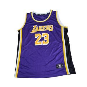 Los Angeles‎ Lakers LeBron James #23 Purple NBA Fanatics Jersey Mens XL Womens